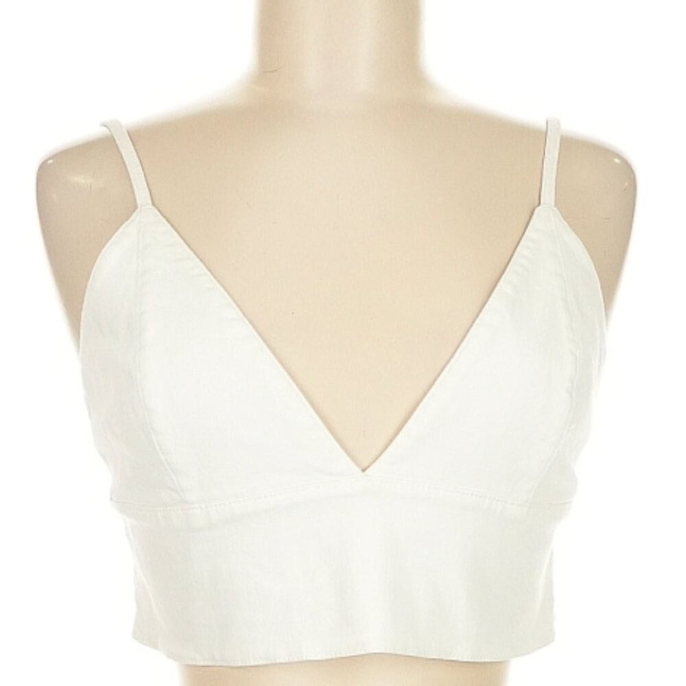Alice and Olivia white denim crop top size 8